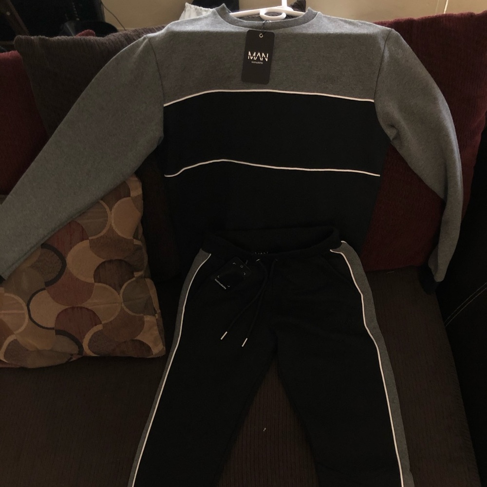 BooHooMan ColorBlock Tracksuit Crewneck Sweatshirt